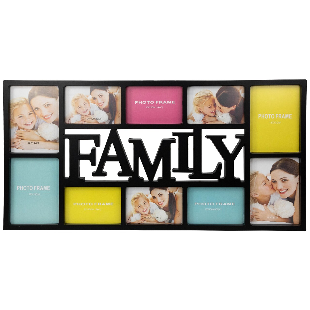 Northlight Dual-Sized "Family" Collage Picture Frame - 28.75" - Black